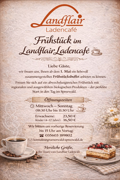 Frühstücksangebot für externe Gäste ab dem 1. Mai 2026